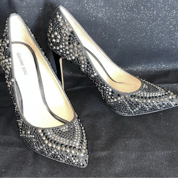 Gianni Bini Black Studded Zebbi Heels - Picture 1 of 6
